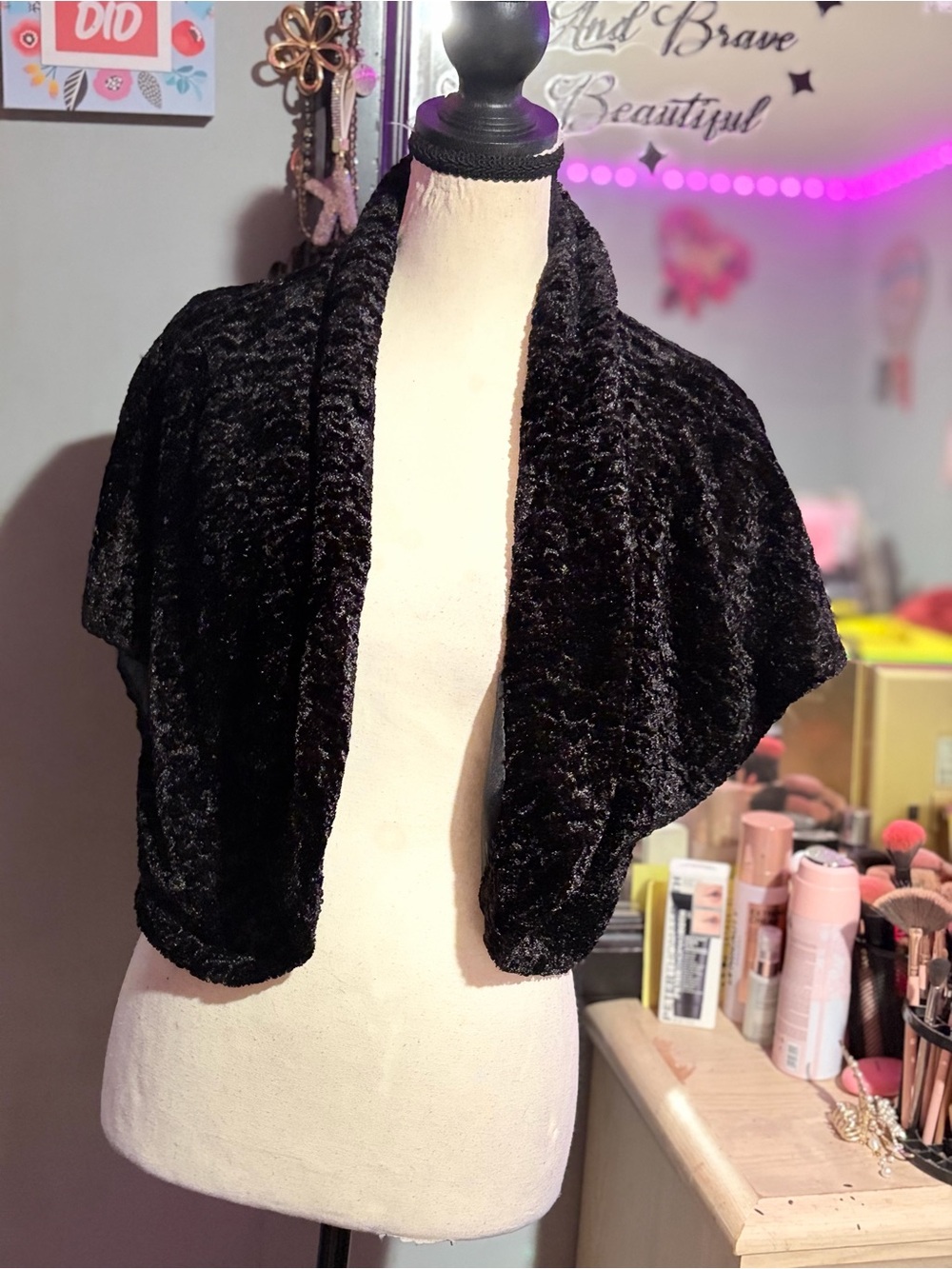 NWOT Vintage Y2K dressbarn collection Faux Persian Lamb Fur Caplet Shrug- 14/16